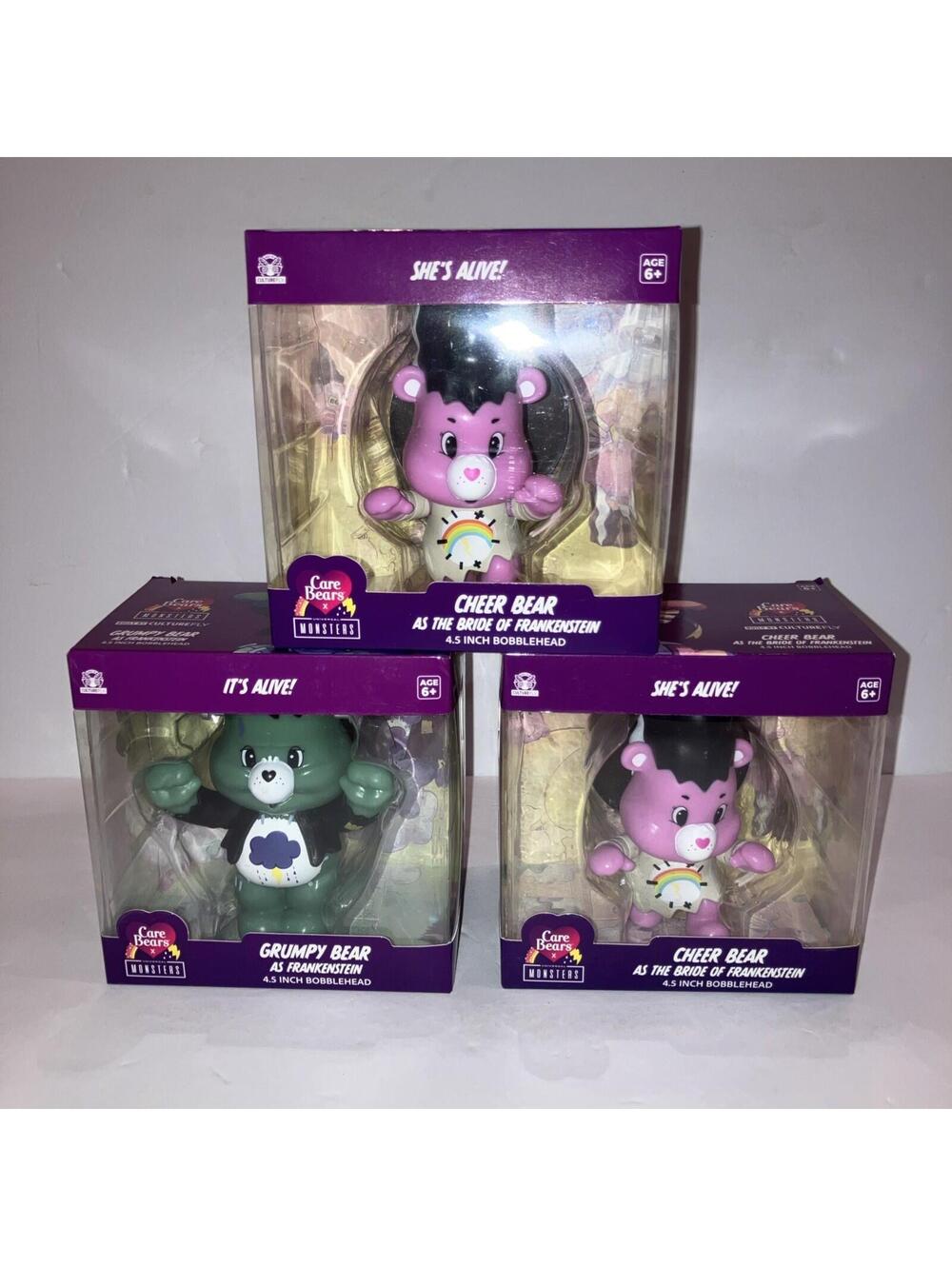 Lot Of 3 Care Bears X Universal Monsters Cheer Bride /Grumpy Frankenstein NEW